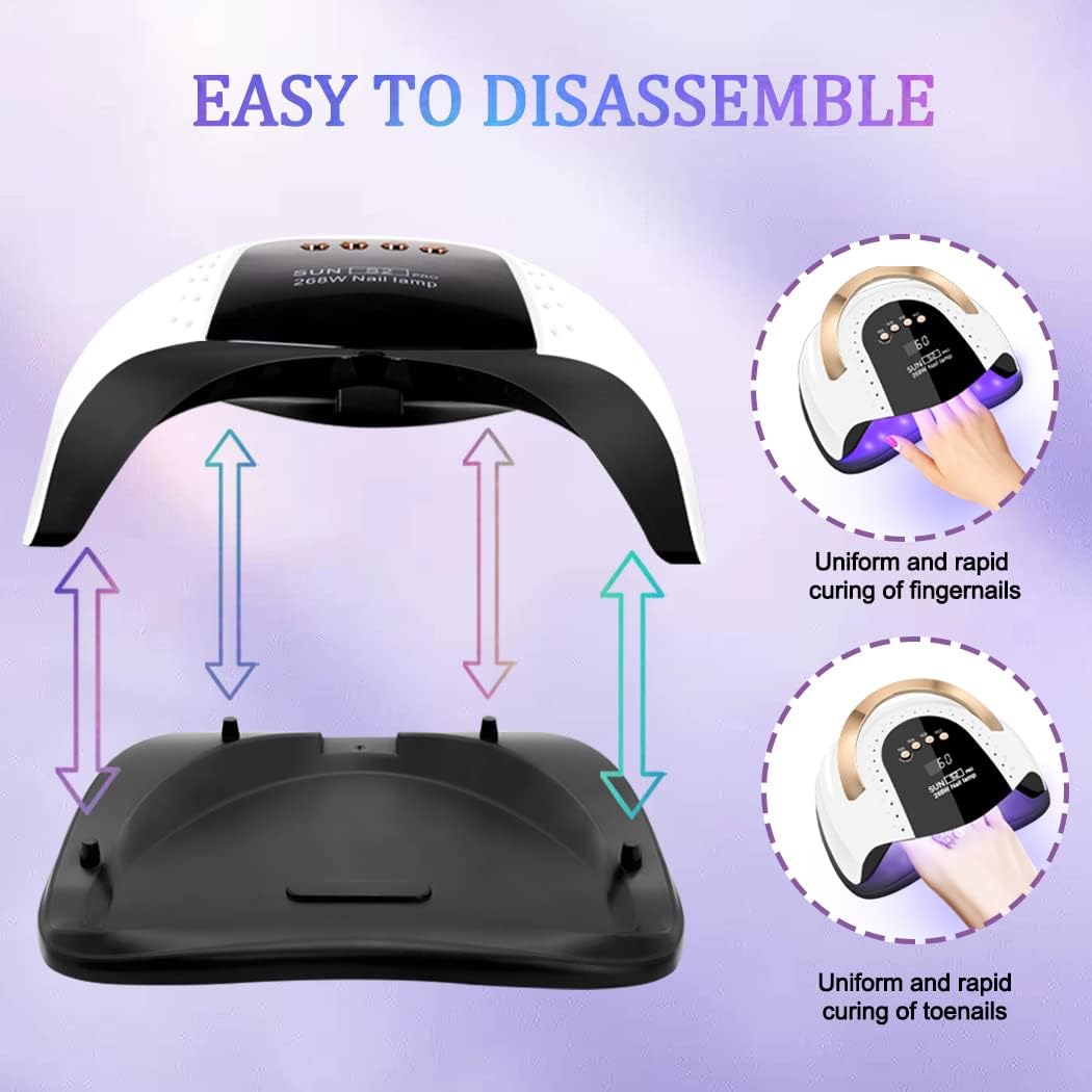 268W UV LED Nail Lamp for Gel Polish - 4 Timers UV Nail Lamp Professional Nail Light - 57Pcs Lamp Beads and Automatic Sensor - NailSupply.com