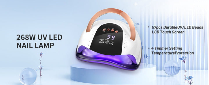 268W UV LED Nail Lamp for Gel Polish - 4 Timers UV Nail Lamp Professional Nail Light - 57Pcs Lamp Beads and Automatic Sensor - NailSupply.com