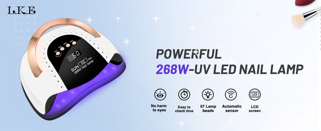 268W UV LED Nail Lamp for Gel Polish - 4 Timers UV Nail Lamp Professional Nail Light - 57Pcs Lamp Beads and Automatic Sensor - NailSupply.com
