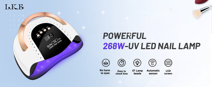 268W UV LED Nail Lamp for Gel Polish - 4 Timers UV Nail Lamp Professional Nail Light - 57Pcs Lamp Beads and Automatic Sensor - NailSupply.com