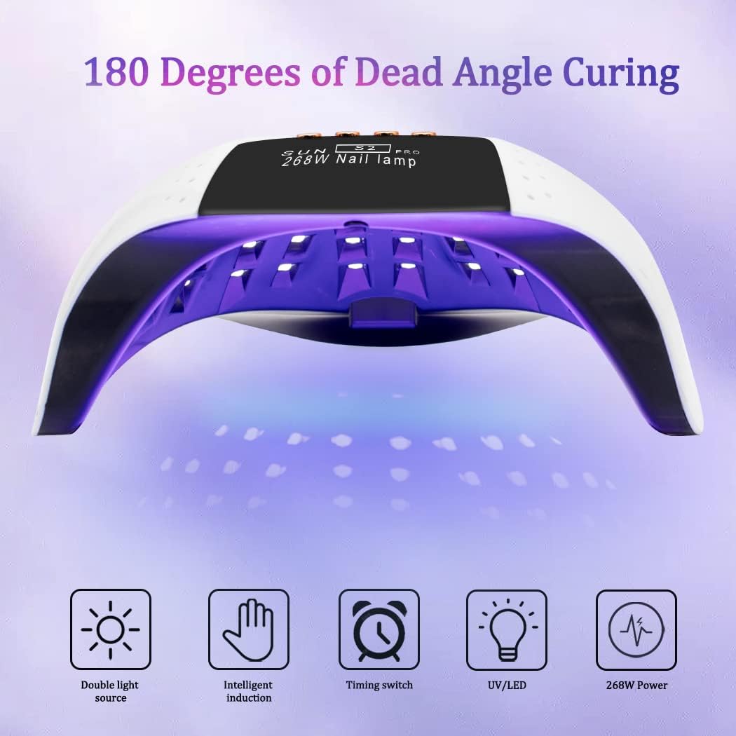268W UV LED Nail Lamp for Gel Polish - 4 Timers UV Nail Lamp Professional Nail Light - 57Pcs Lamp Beads and Automatic Sensor - NailSupply.com