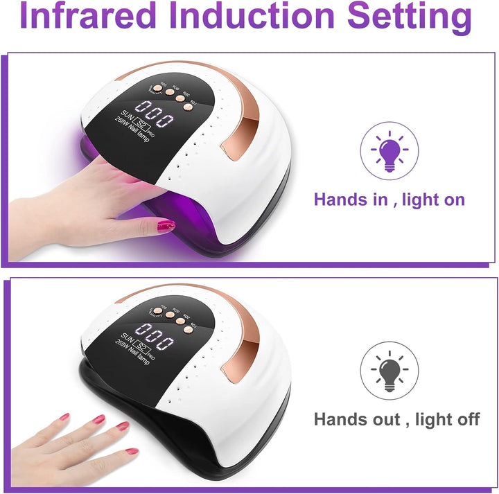 268W UV LED Nail Lamp for Gel Polish - 4 Timers UV Nail Lamp Professional Nail Light - 57Pcs Lamp Beads and Automatic Sensor - NailSupply.com