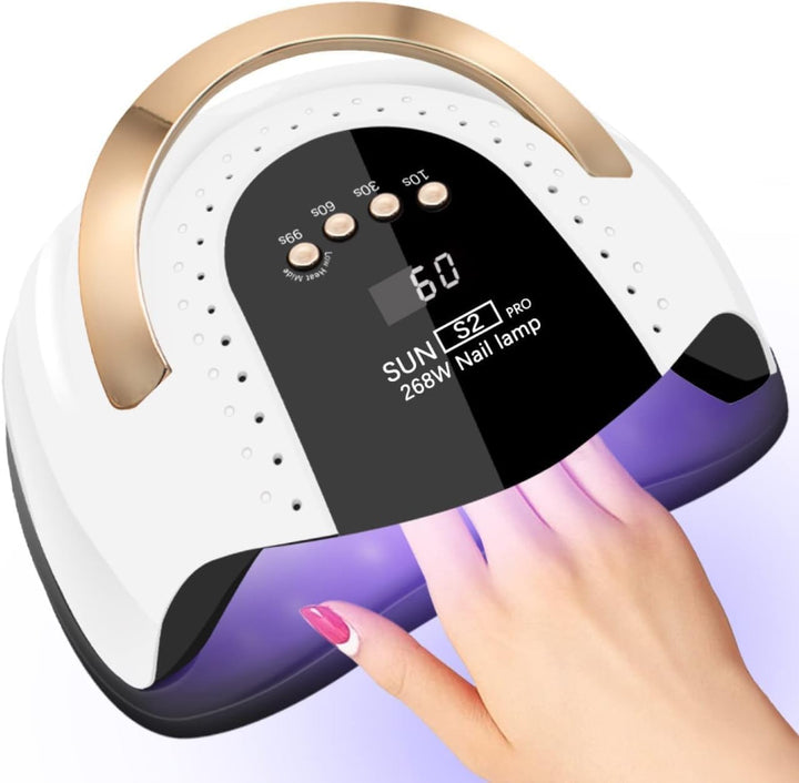 268W UV LED Nail Lamp for Gel Polish - 4 Timers UV Nail Lamp Professional Nail Light - 57Pcs Lamp Beads and Automatic Sensor - NailSupply.com