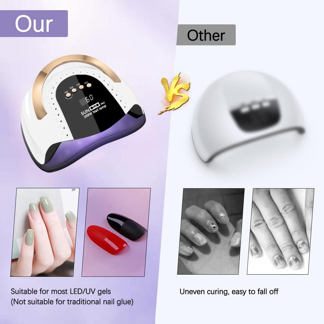 268W UV LED Nail Lamp for Gel Polish - 4 Timers UV Nail Lamp Professional Nail Light - 57Pcs Lamp Beads and Automatic Sensor - NailSupply.com