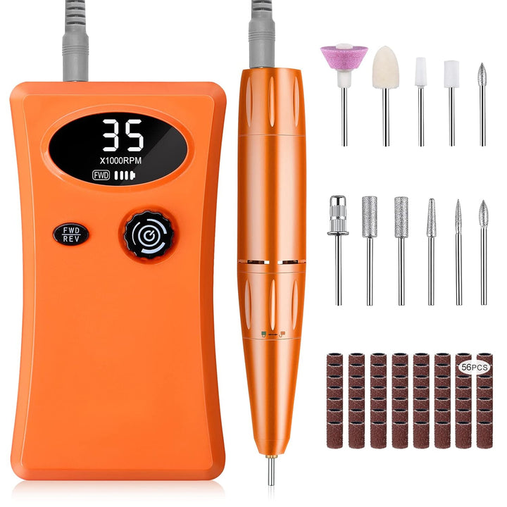 Electric Nail Drill - 35000RPM Professional Nail Drill Machine - Portable Rechargeable File Machine Set for Acrylic Gel Nails - NailSupply.com