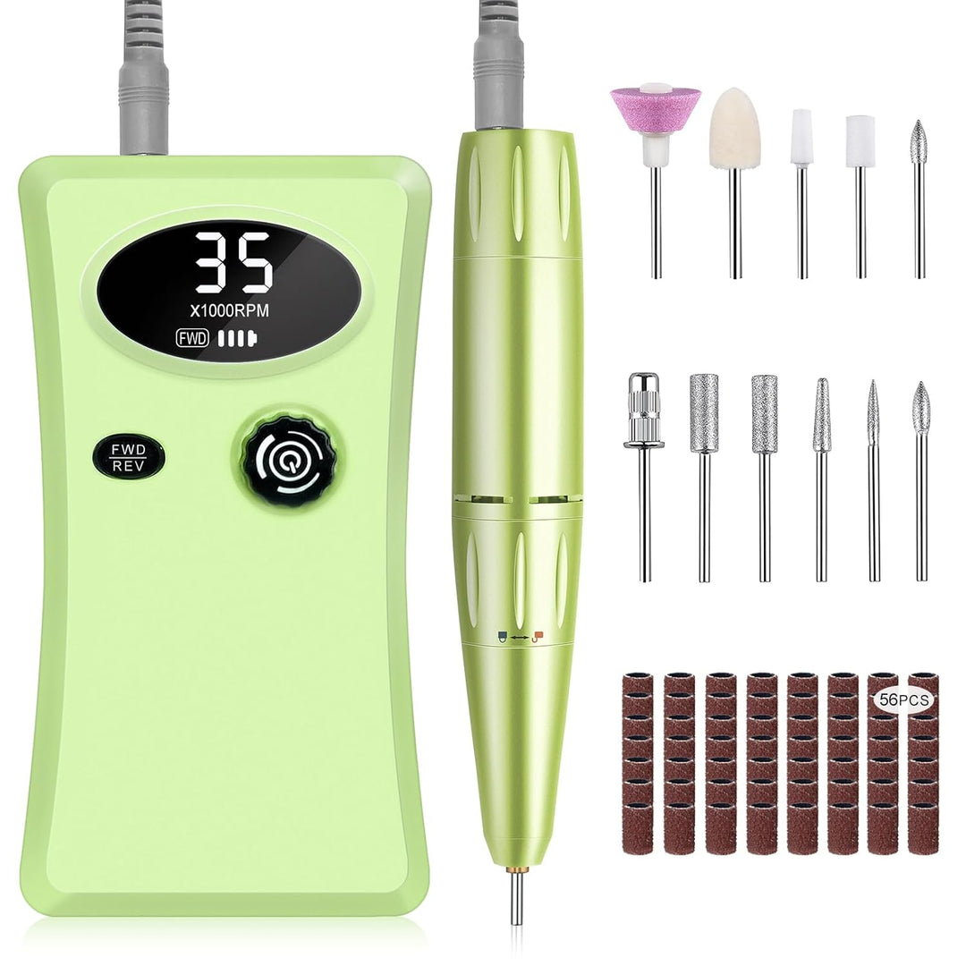 Electric Nail Drill - 35000RPM Professional Nail Drill Machine - Portable Rechargeable File Machine Set for Acrylic Gel Nails - NailSupply.com
