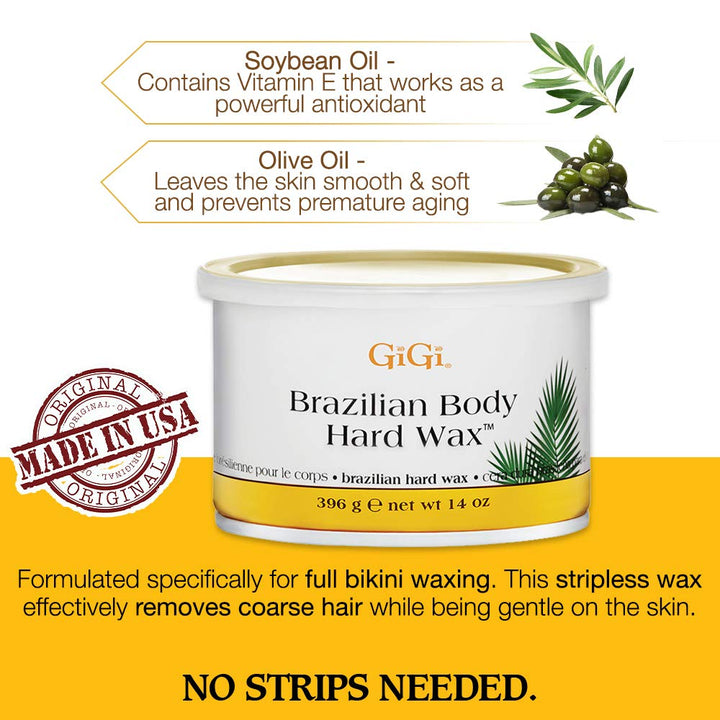 GiGi Brazilian Body Hard Wax - Smooth and Soft Bikini - Suitable for Sensitive Skin - 14 oz - NailSupply.com